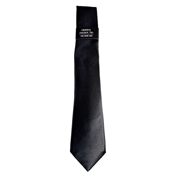 Solid Black Hidden Pocket Tie
