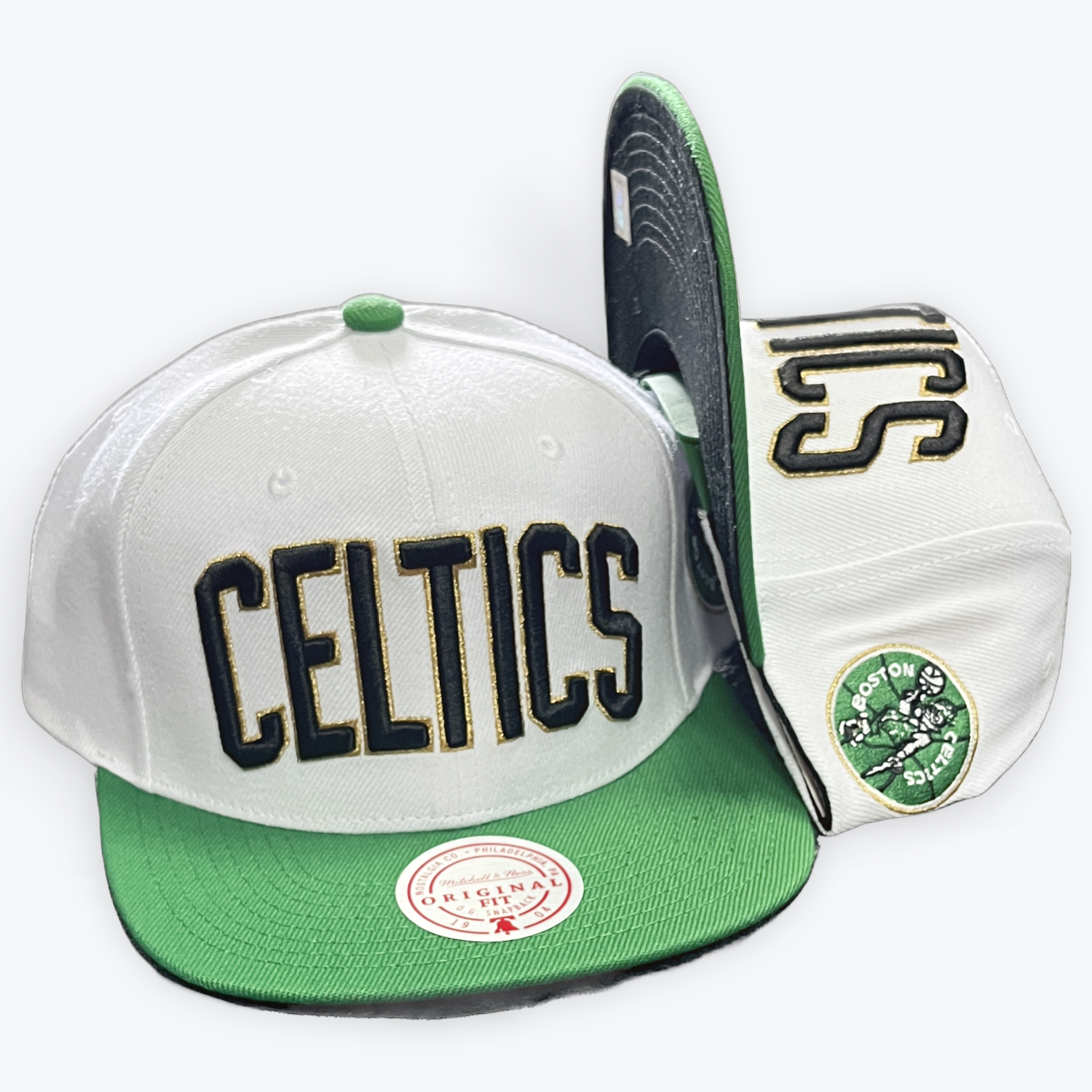 Boston Celtics White/Green Blast Mitchell and Ness Snapback Hat