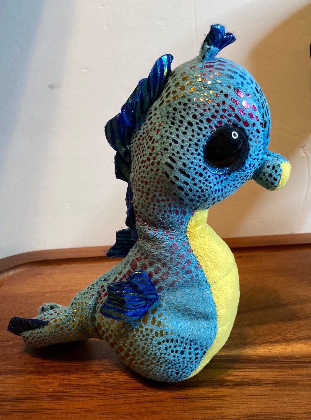 Neptune Seahorse Ty Beanie Boos Plush Stuffed Animal 8" Big Eyes Blue 2015