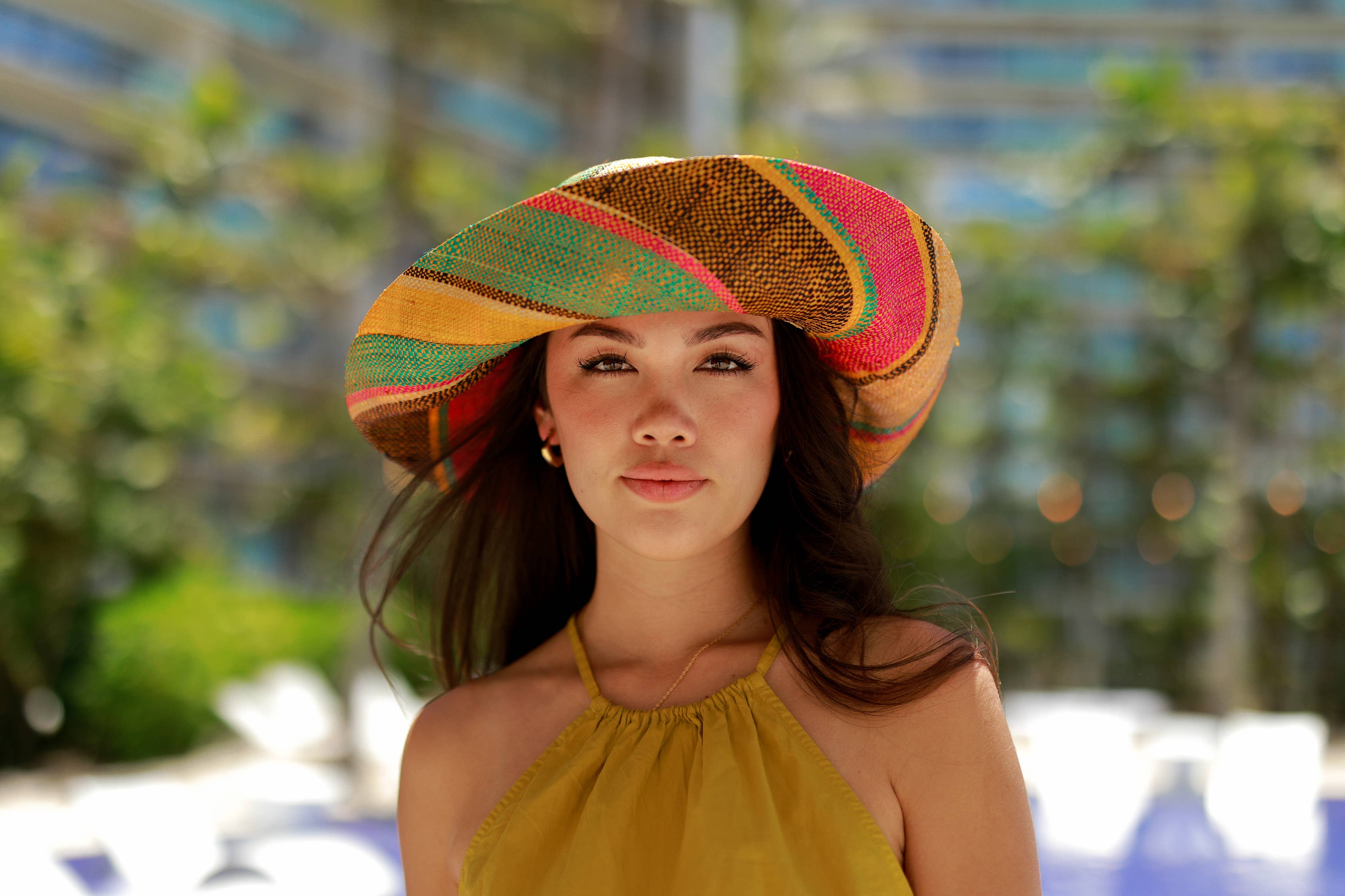 5" & 7" Wide Brim Multicolor Stripe Packable Straw Sun Hats