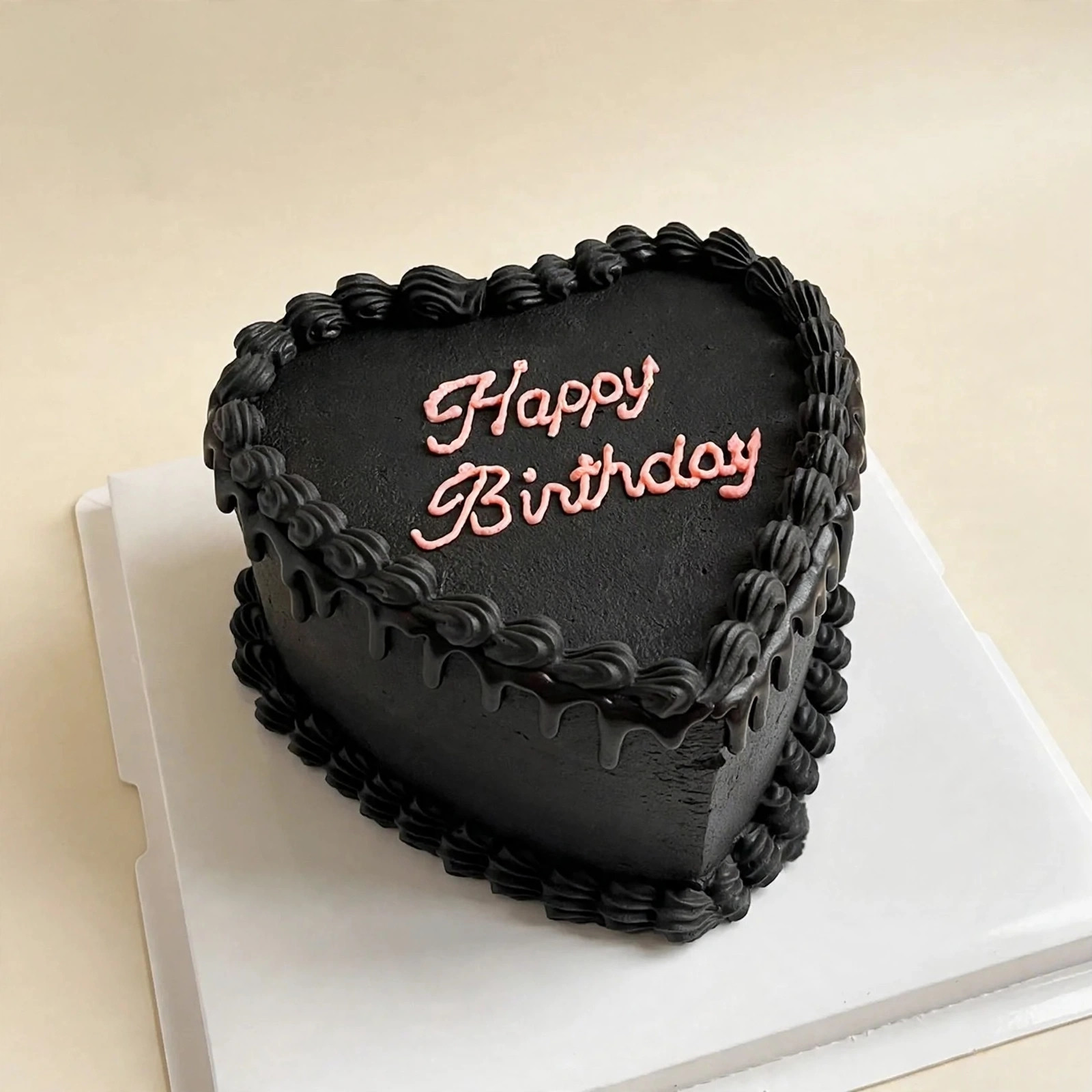 Midnight Black Heart Cake — HoneyMe Bakery, Bellevue