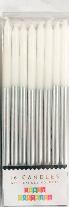 Silver Metallic Candle set