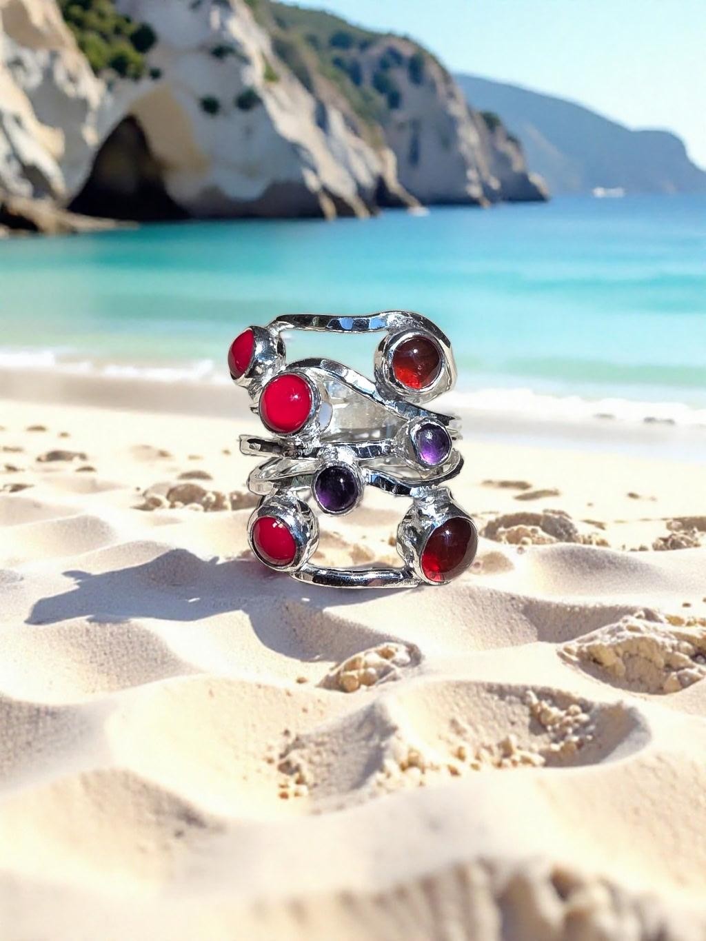 Cremation 7-Stone Ring by Moss Creek Art