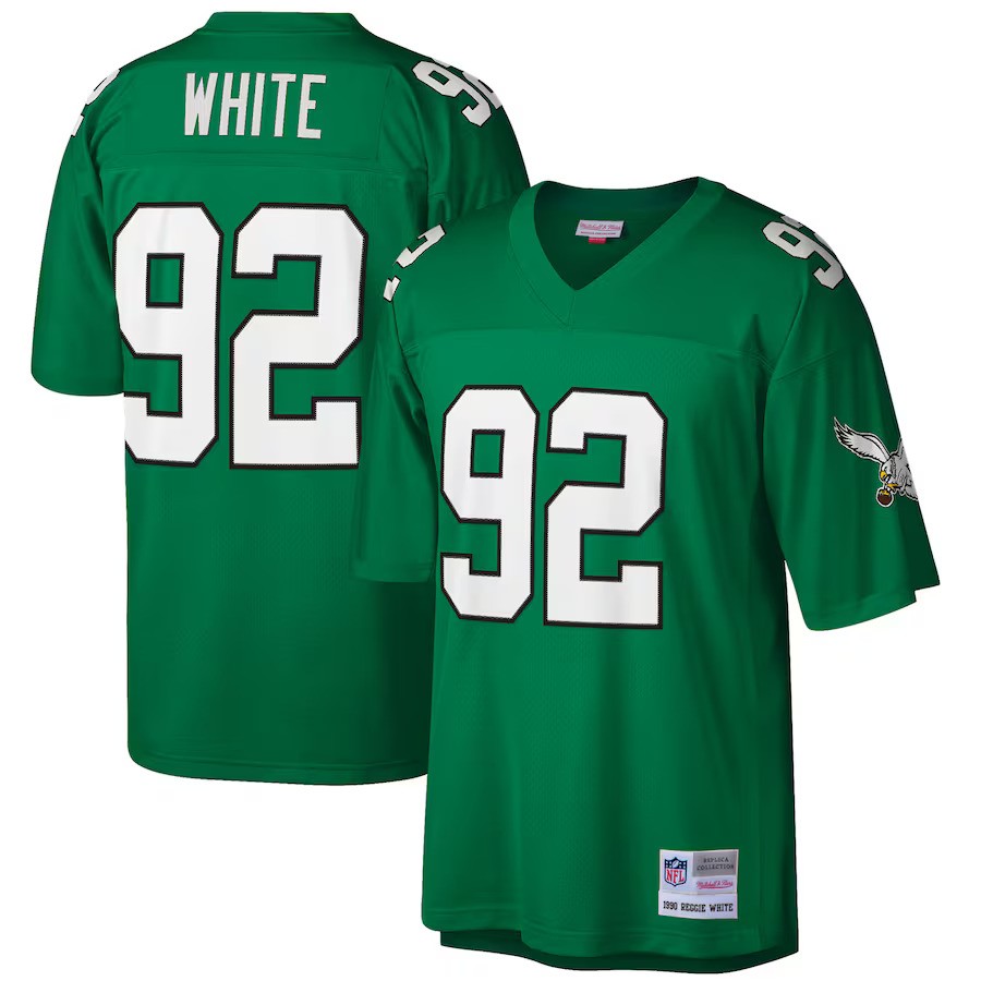 Philadelphia Eagles 1990 Reggie White #92 Mitchell and Ness Kelly Green Jersey