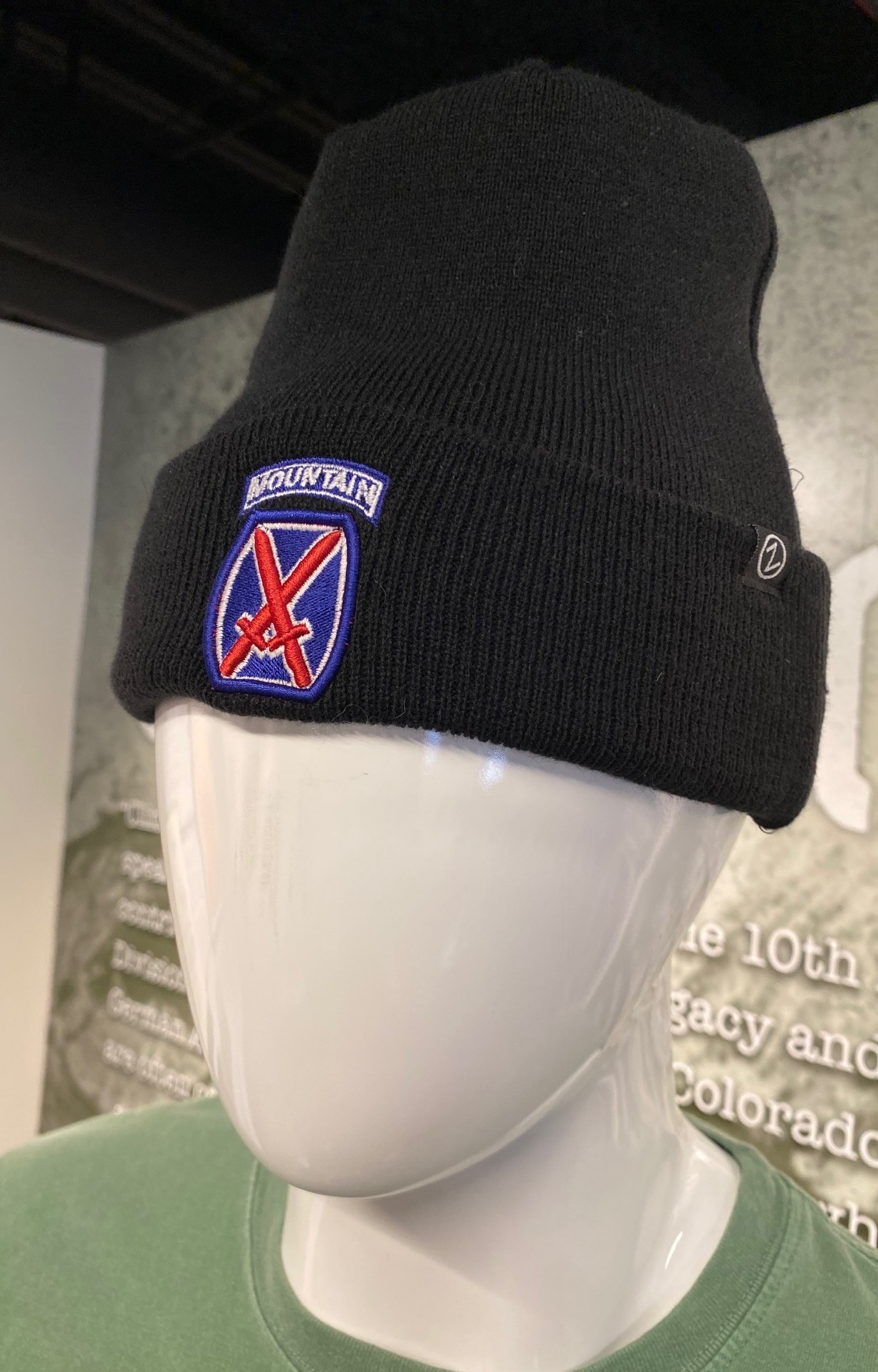 10th Mountain Division Logo Black Knit Zephyr Beanie