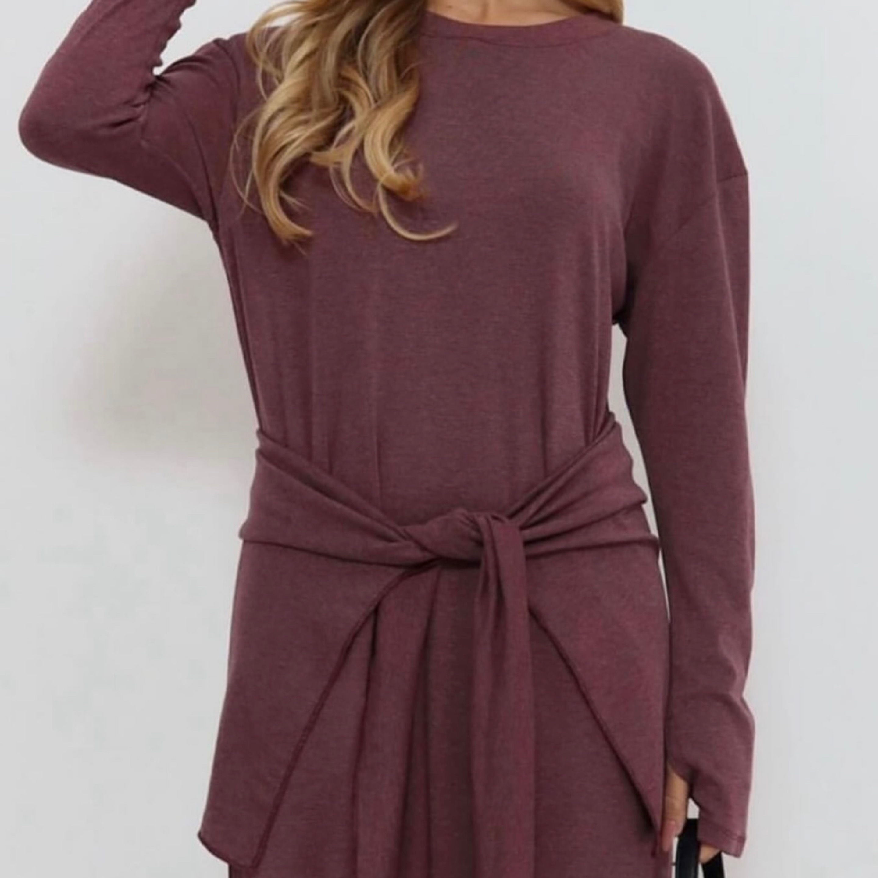 Cotton Basic Maxi Dress with Wrap in Purple — product photo