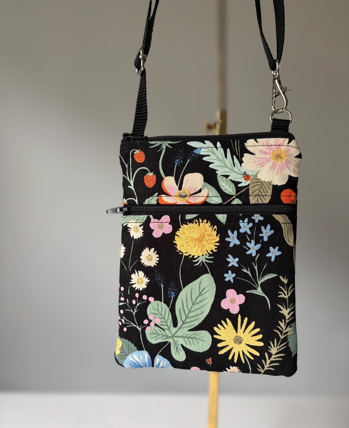 Small Crossbody Bag – Strawberry Fields Black, photo 5 of 12