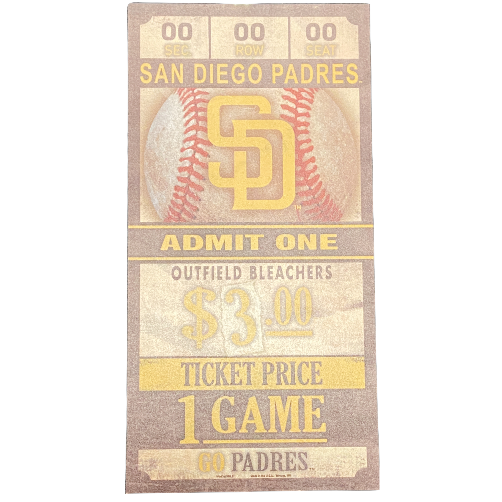 San Diego Padres Wood Ticket Sign