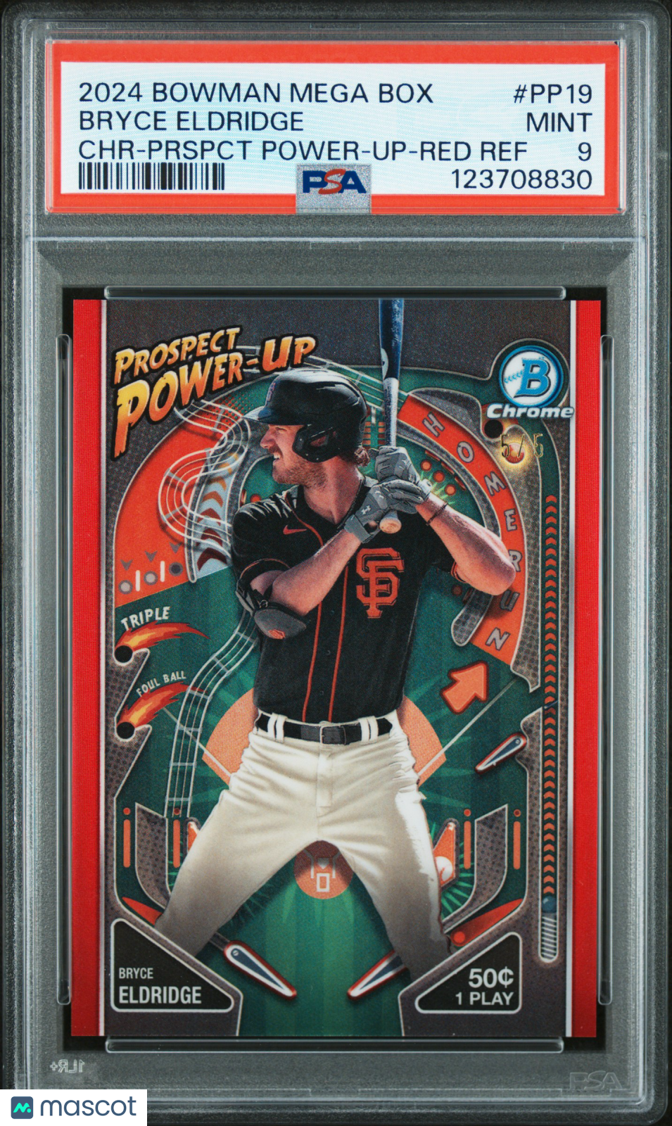 2024 Bowman Mega Box Chrome Prospect Power-Up Bryce Eldridge #PP19 Red Ref PSA 9