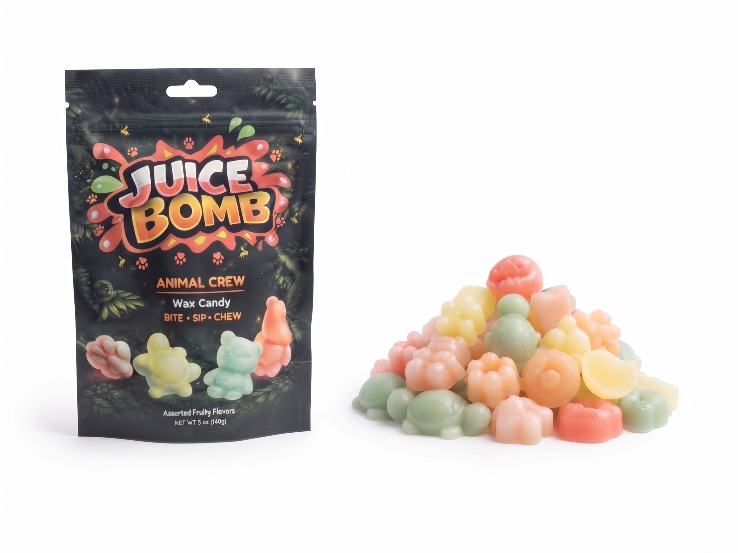 Nauti Labs Juice Bomb Assorted Animals Bears Wax Candy 5 oz 6 pack