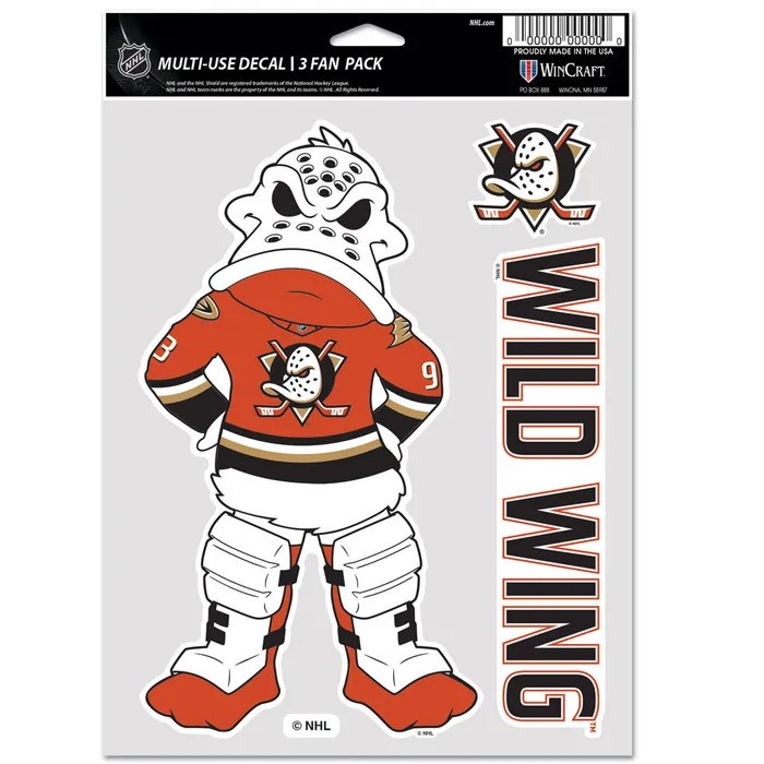 Anaheim Ducks Wild Wing Decal Sheet 5.5x7.75"