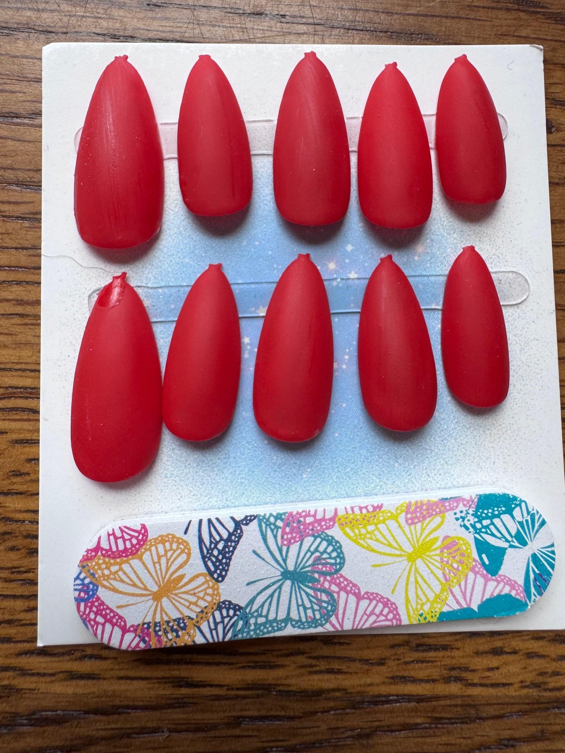 Blood Red hand-painted nail set