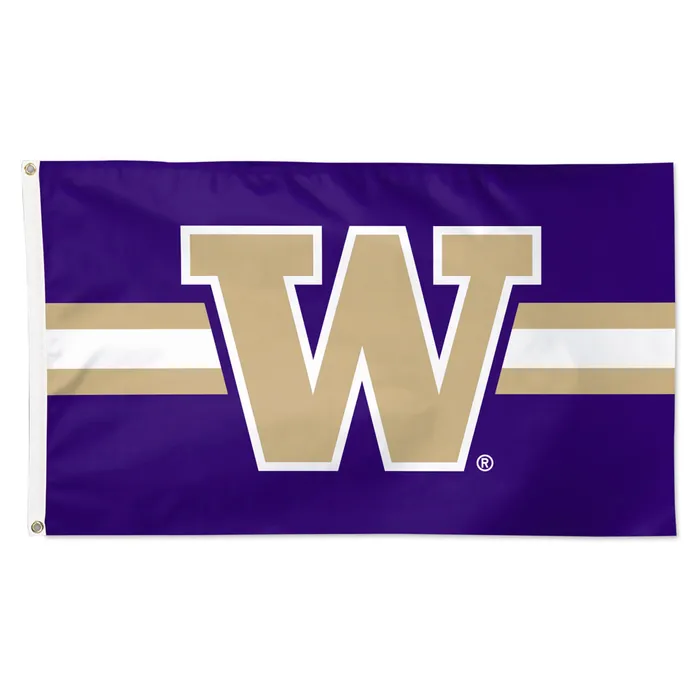 Washington Huskies Deluxe Horizontal Stripes Logo Flag 3x5'