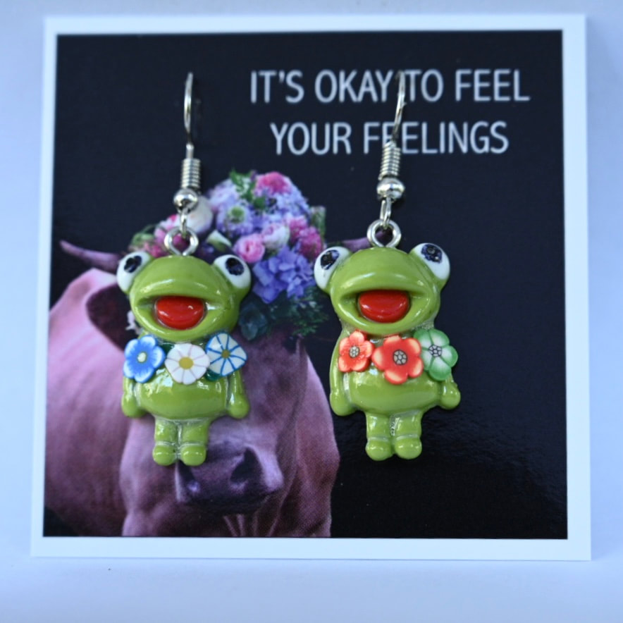 Frog Flower Earrings