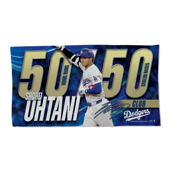 Los Angeles Dodgers Shohei Ohtani Official 50/50 Club MLB Record Lockeroom Towel 22x42"