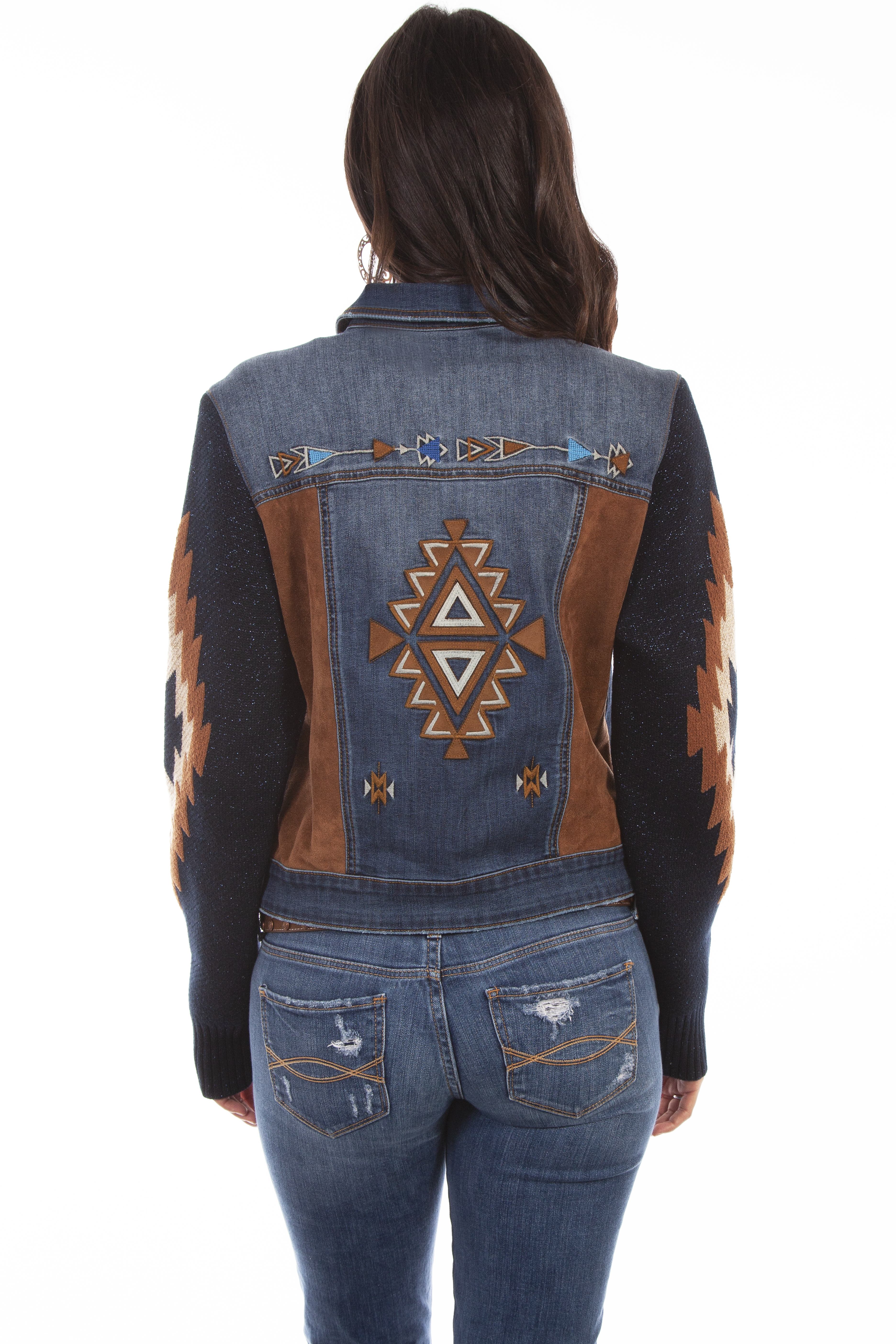 Aztec Embroidered Sweater Sleeves Jacket