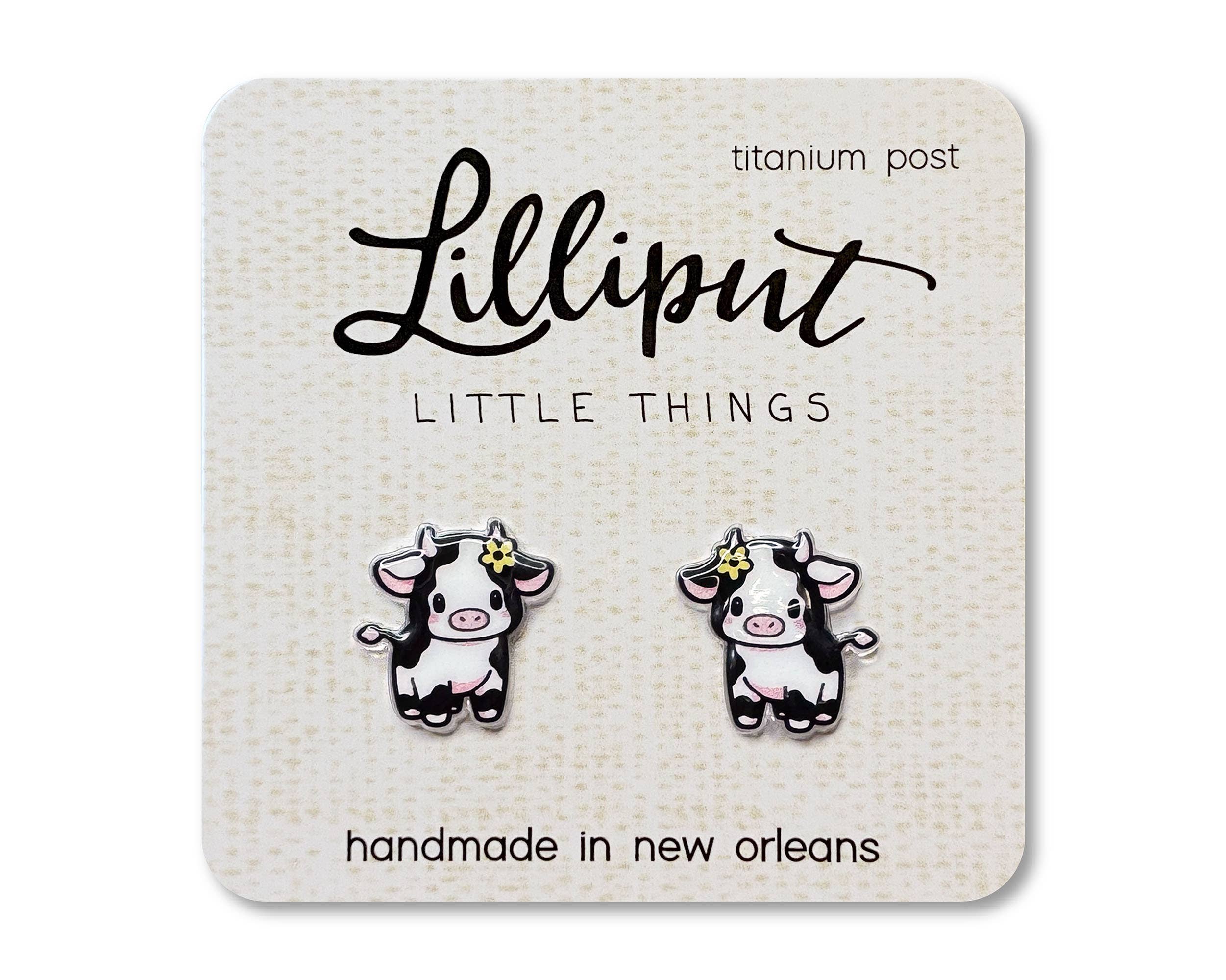 Baby Cow Earrings // Farm Animal Earrings