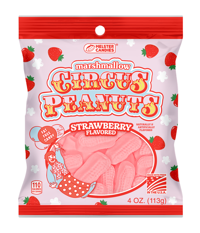 Melster Circus Marshmallow Peanuts Strawberry 4oz 10 ct