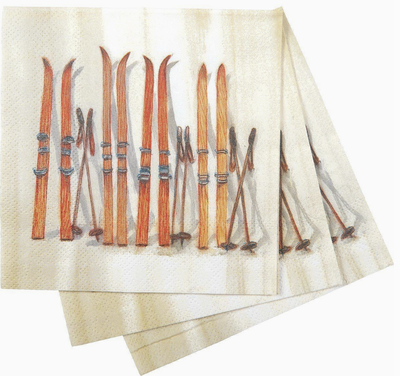 Antique Skis Paper Cocktail Napkins