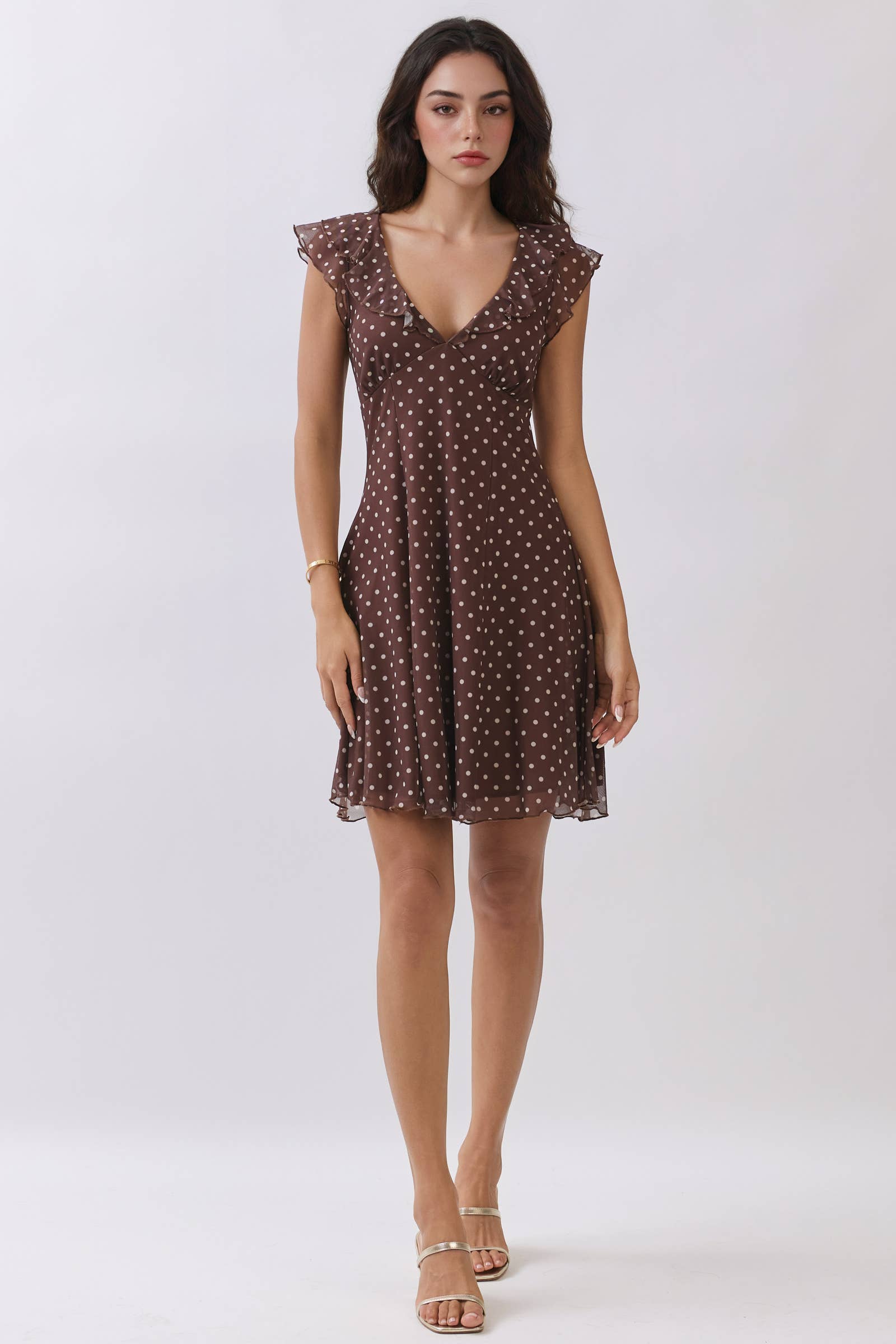 Short Sleeve Ruffle Tie Back Mini Dress