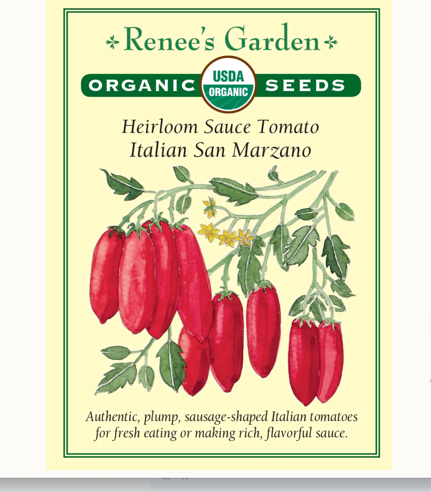 Renee's Garden | Heirloom Sauce Tomato Italian San Marzano