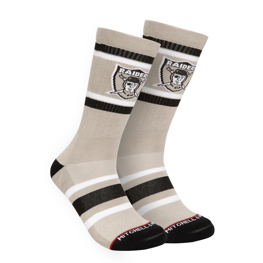 Las Vegas Raiders Retro Mitchell and Ness Team Stripes Crew Socks