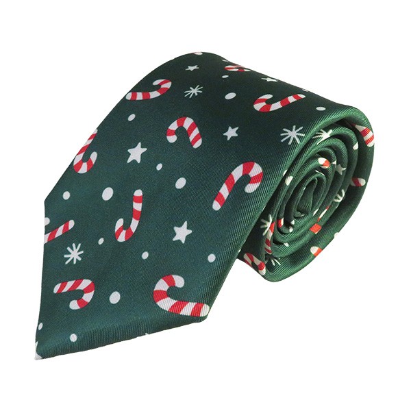 59 X 3.25 Inch Forest Green Candy Cane Snowflake Tie