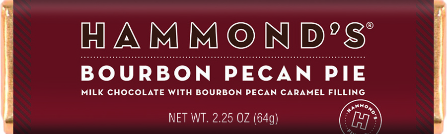 Hammond's Bourbon Pecan Pie Milk Chocolate Bar 2.25 oz 12 ct
