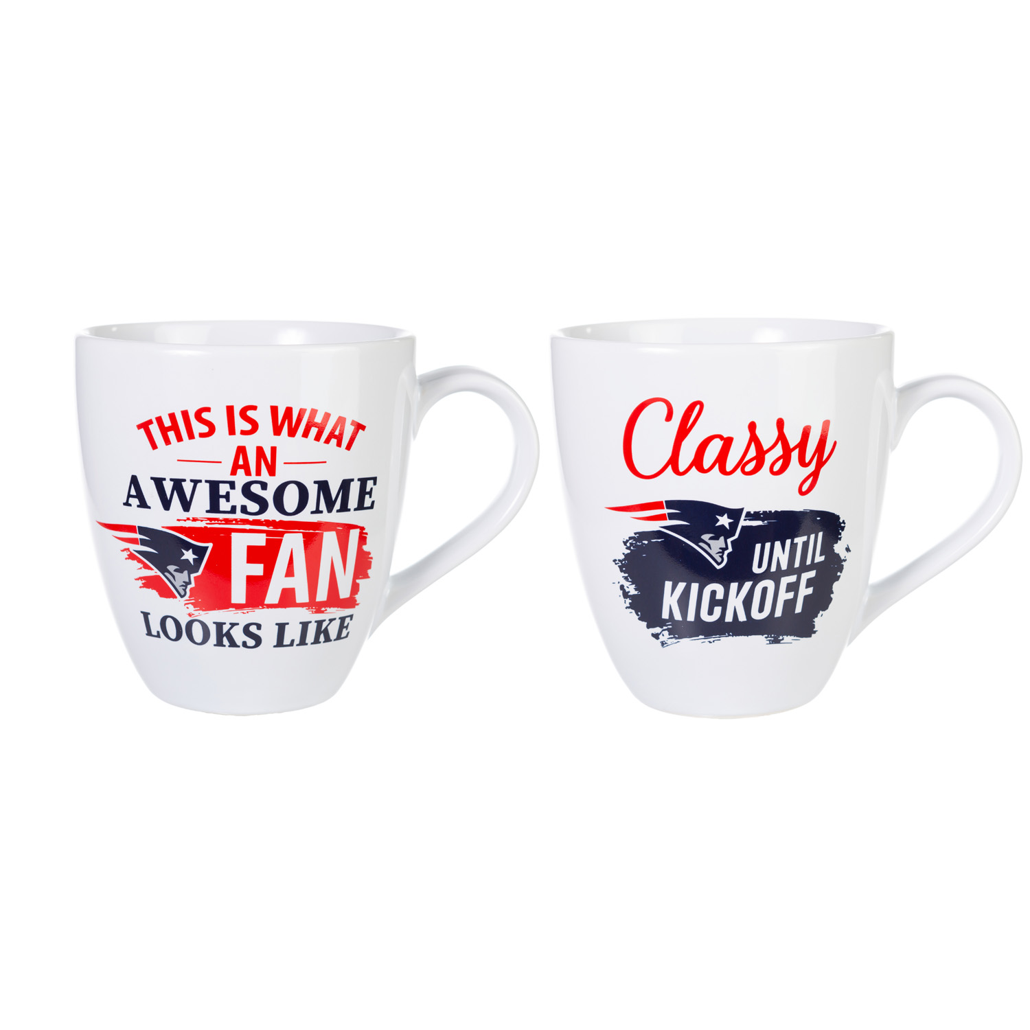 New England Patriots Ceramic Coffee Mug Set with Box 17oz Each