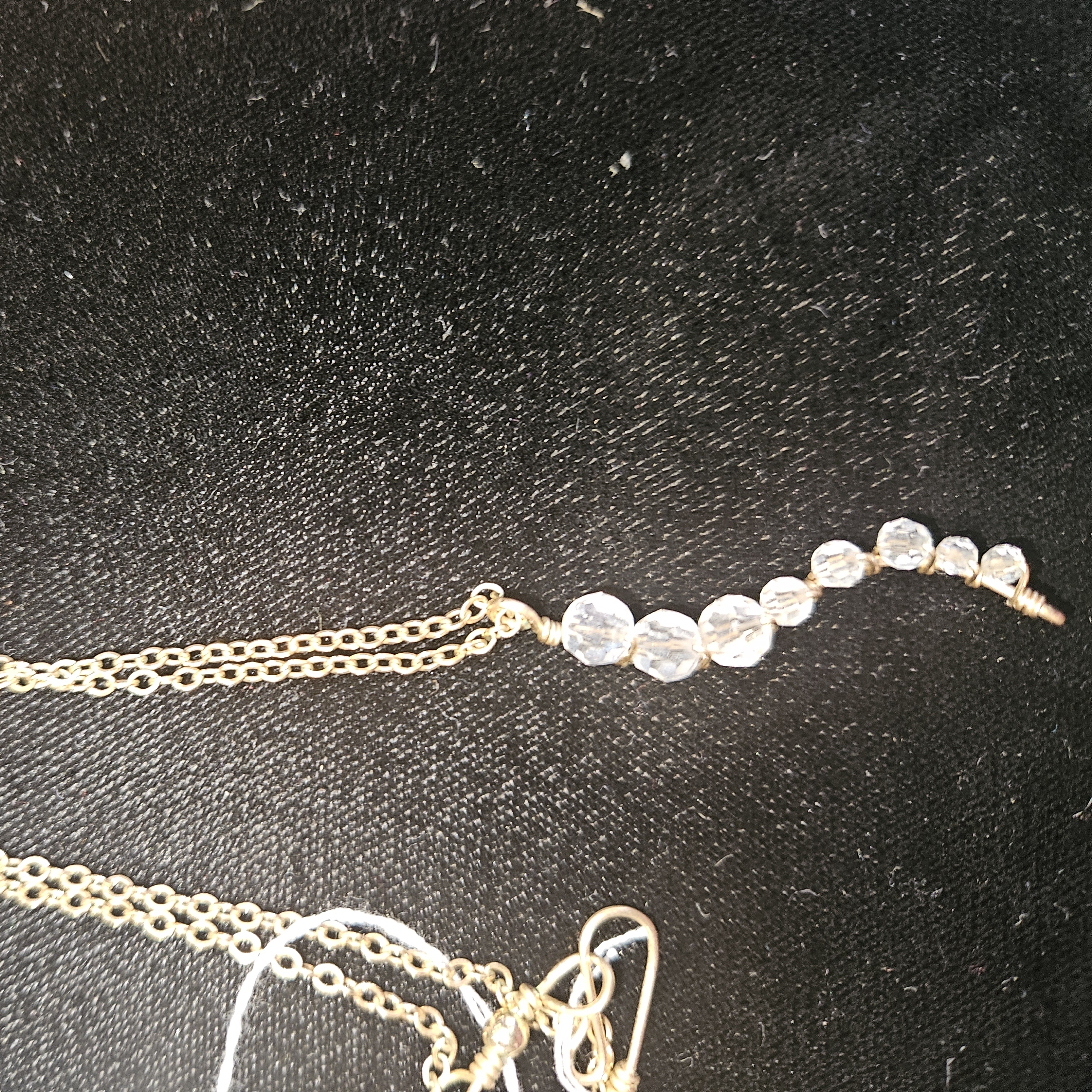 18K Gold Filled Wire and Swaroffski Crystal Necklace - Estate Jewelry