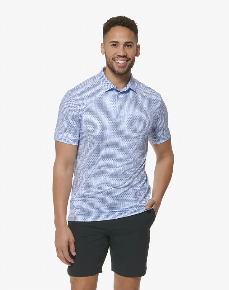 Mizzen+Main -  Versa SS Polo, Provence Circle Geo Print - XL