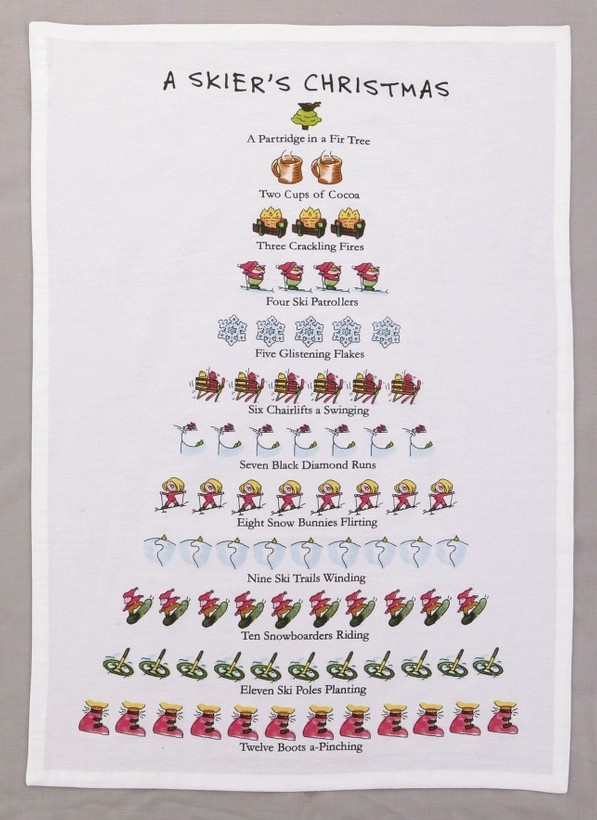 A Skier's Christmas Kitchen Towel