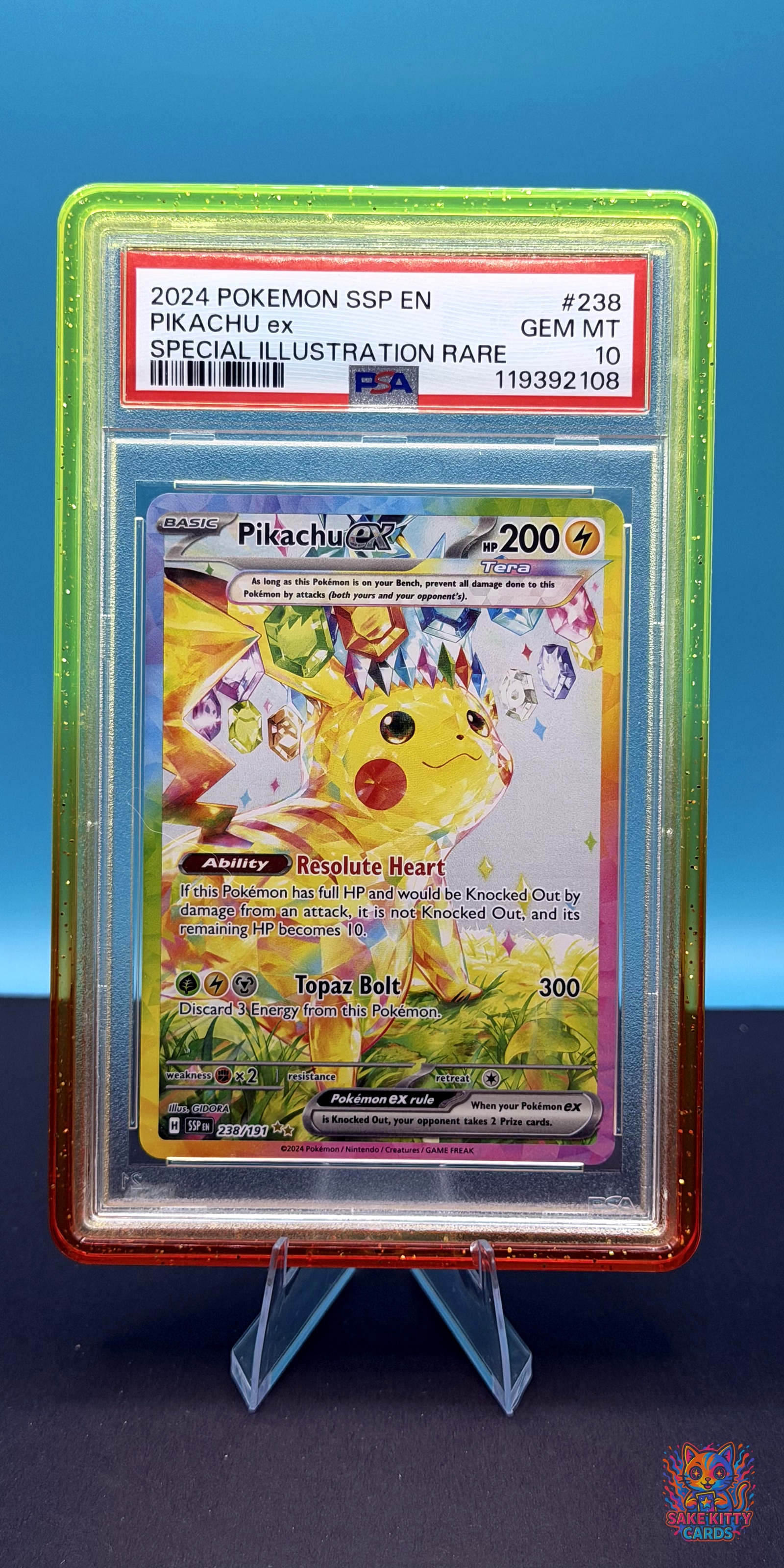 PSA 10 2024 SV08: Surging Sparks Pikachu ex #238/191