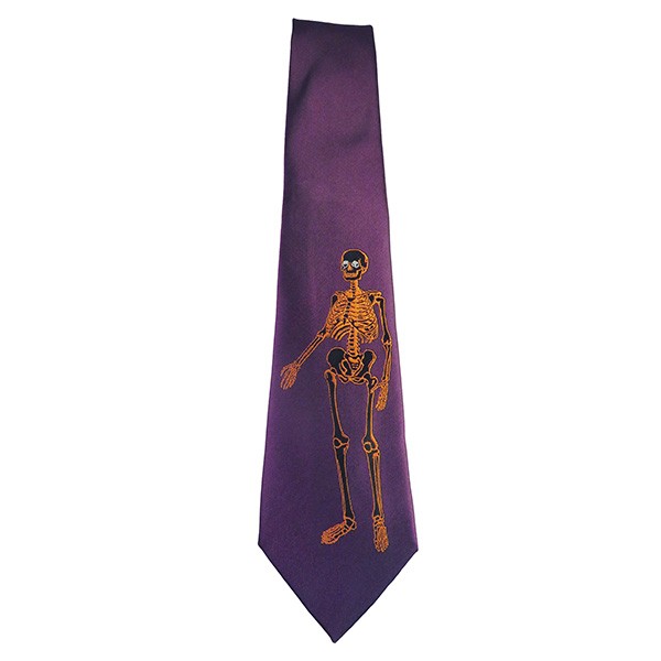 59 X 3.25 Inch Purple Orange Skeleton Tie