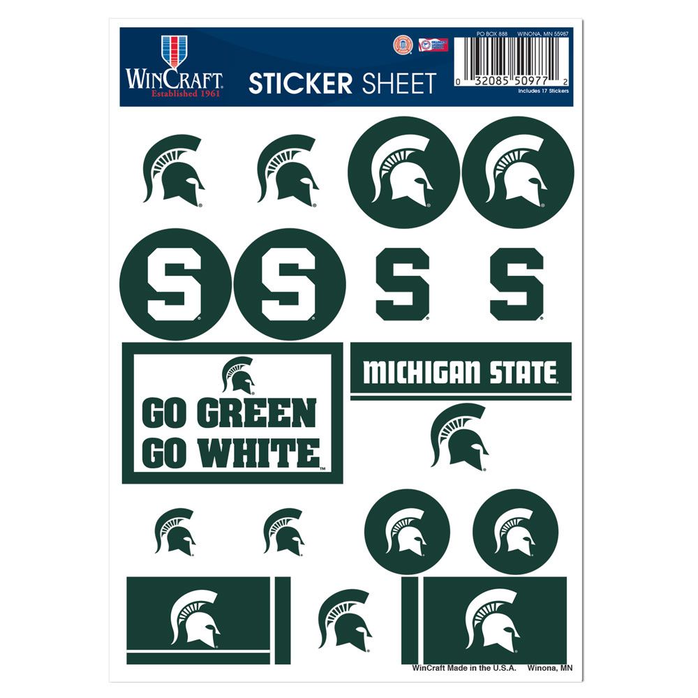 Michigan State Spartans Vinyl Decal Sheet 5x7"