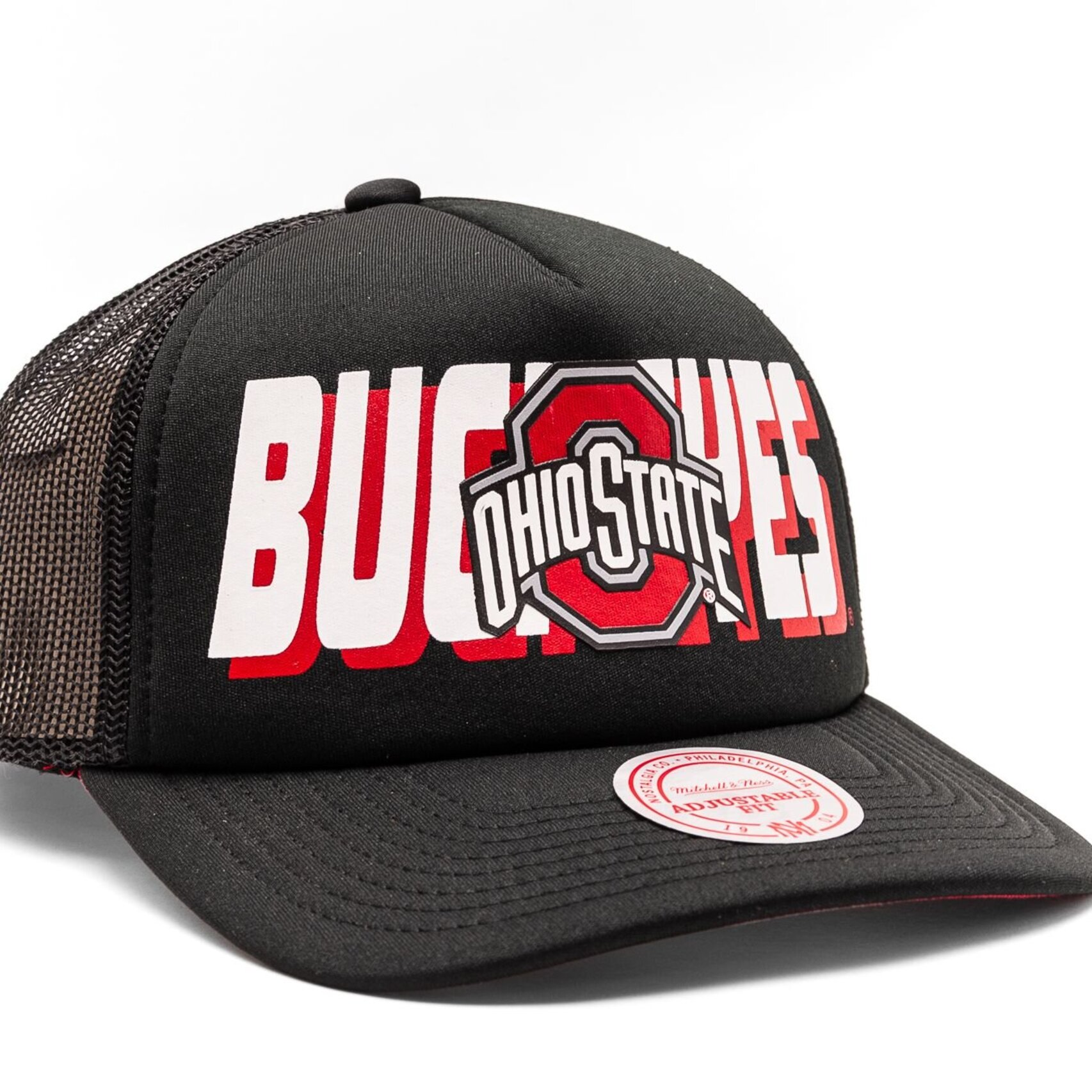 Ohio State Buckeyes Billboard Trucker Mitchell and Ness Snapback Hat