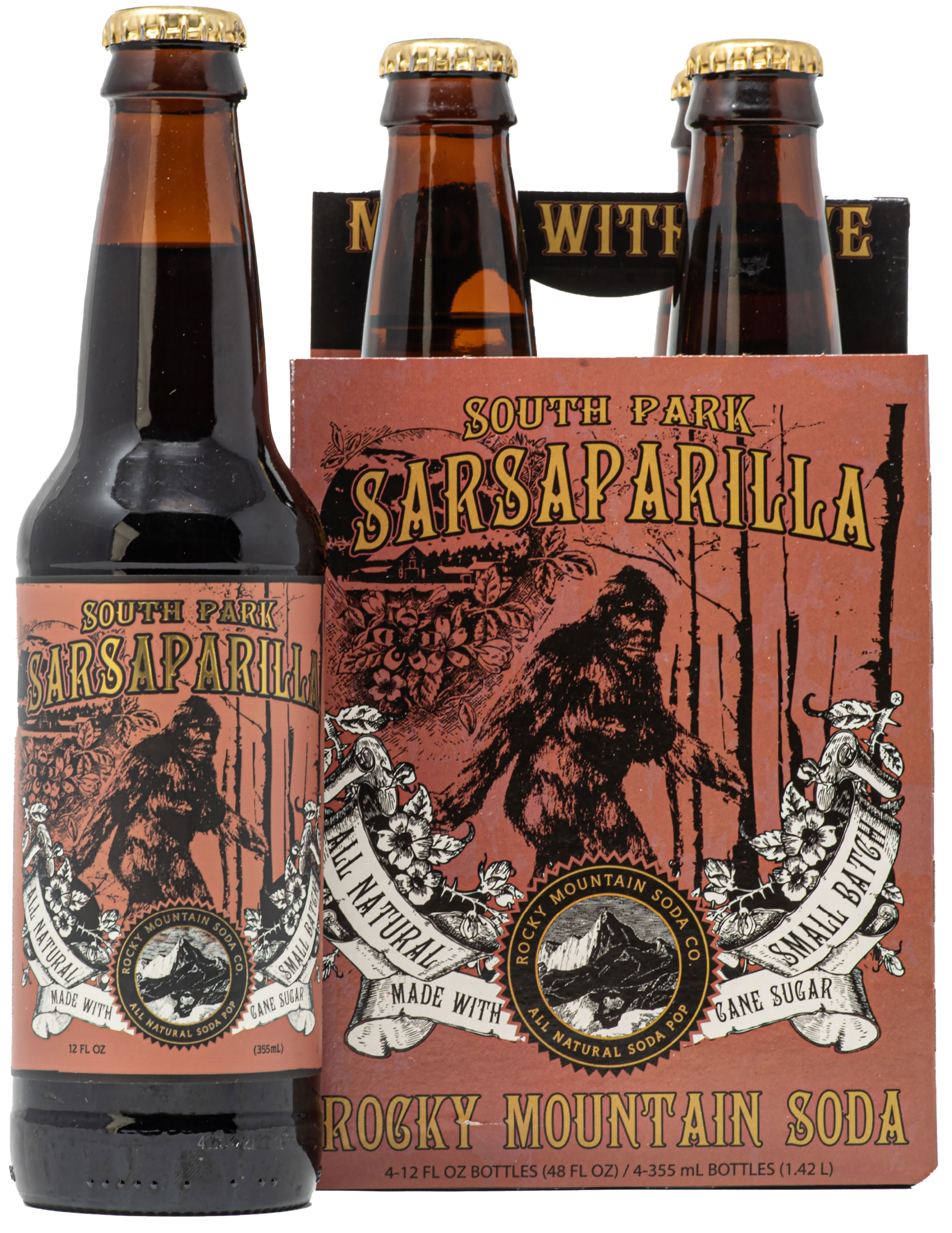 Rocky Mountain Soda - South Park Sarsaparilla Soda Pop (BOTTLES ONLY)