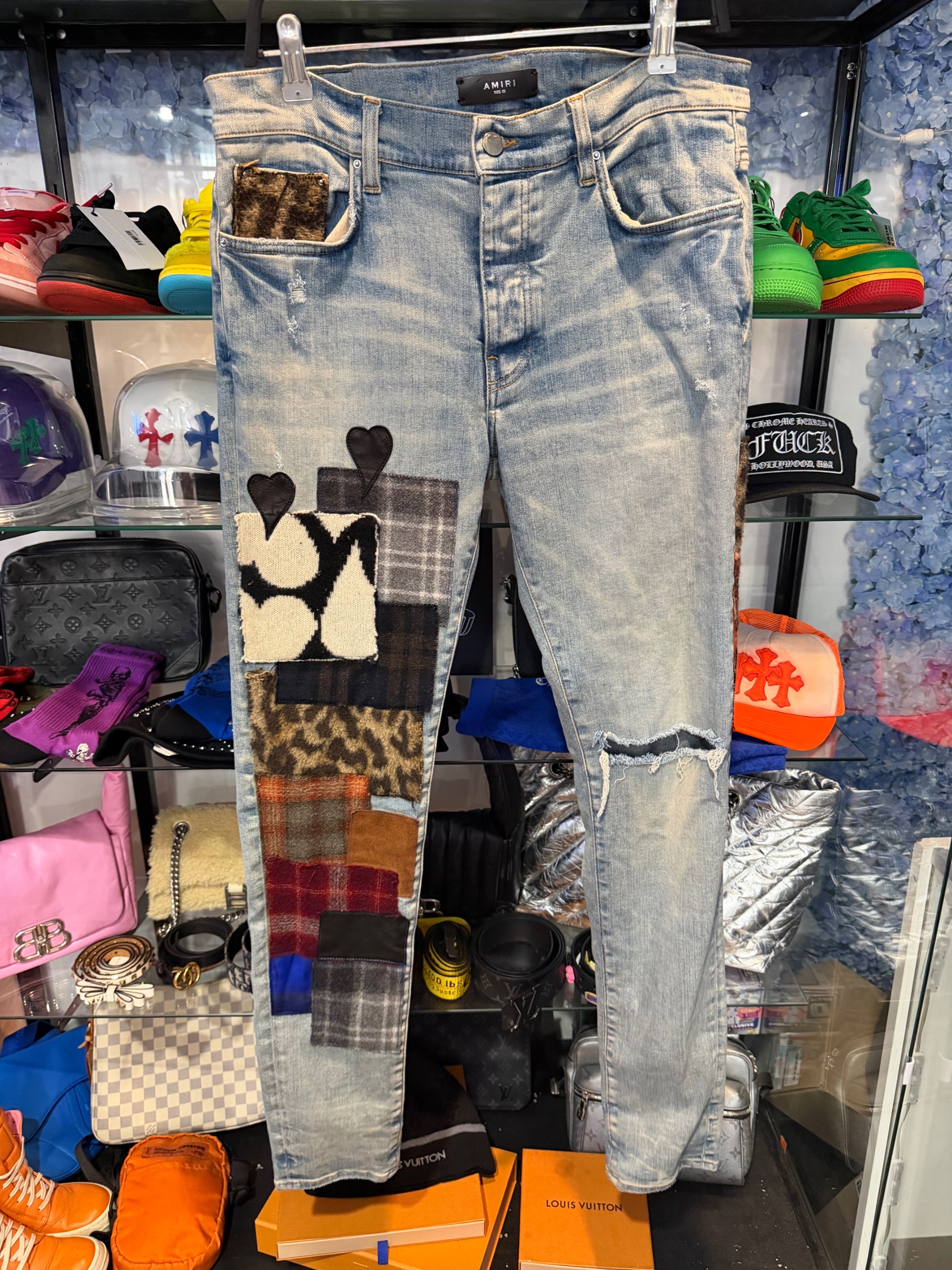Amiri Art Patch Jeans 'Clay/Indigo' ( USED )