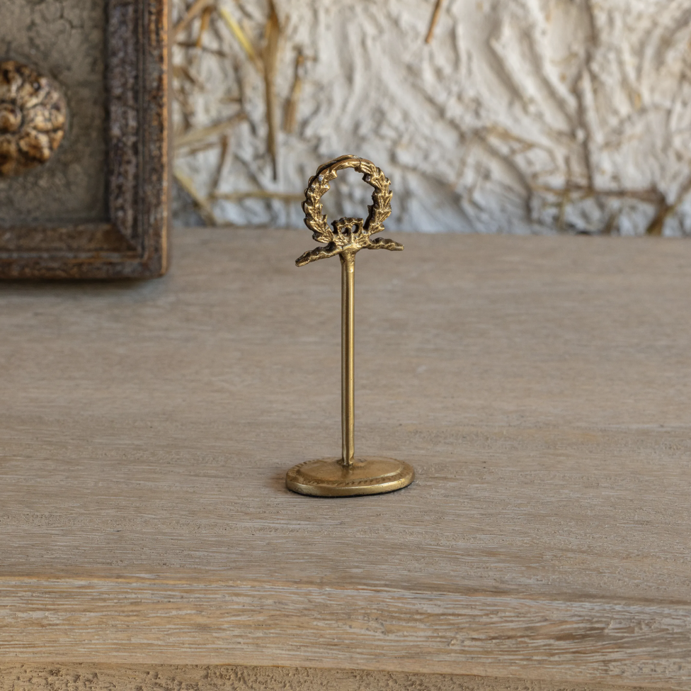 Antique gold place card holder