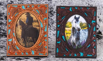 L Frame Leather w/ Turq Accent Med    6/6