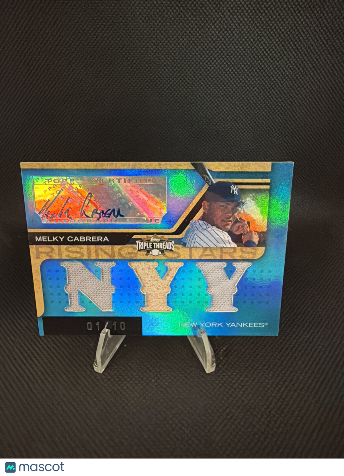 2008 Topps Triple Threads Melky Cabrera Blue /10 Triple Relic Auto