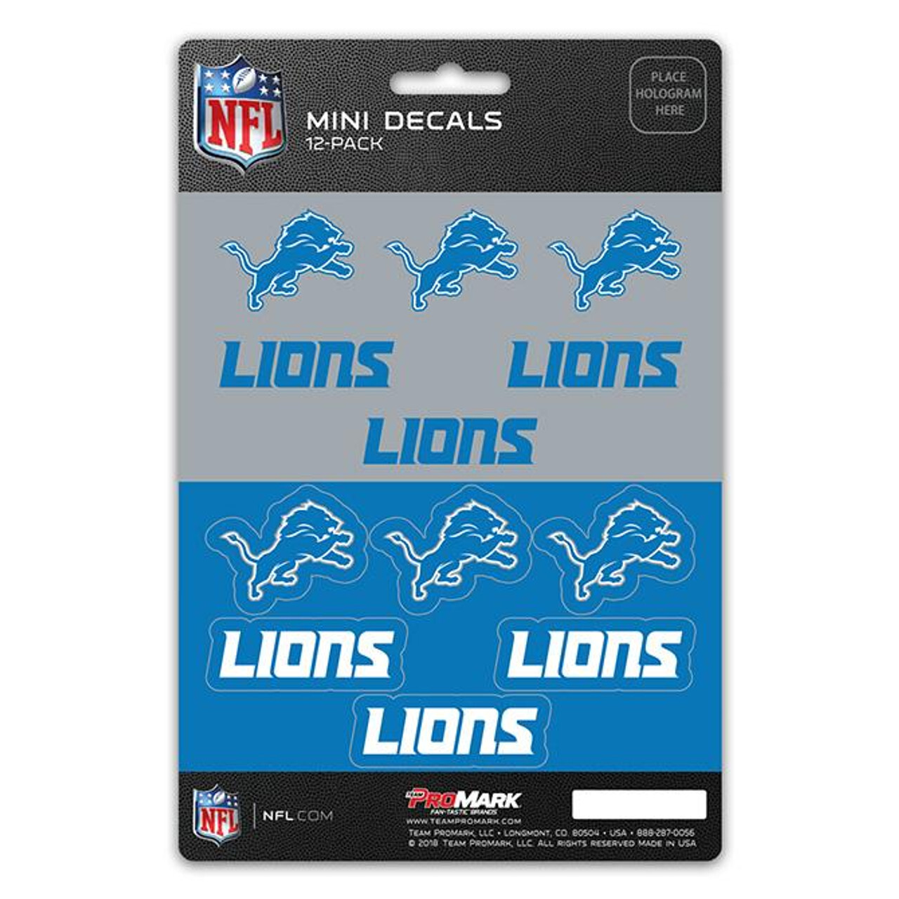 Detroit Lions Mini Decals 12pk Set
