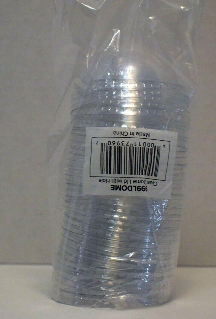 16 oz Clear Plastic Pet Dome Shaped Lid with Hole] Pack of 50