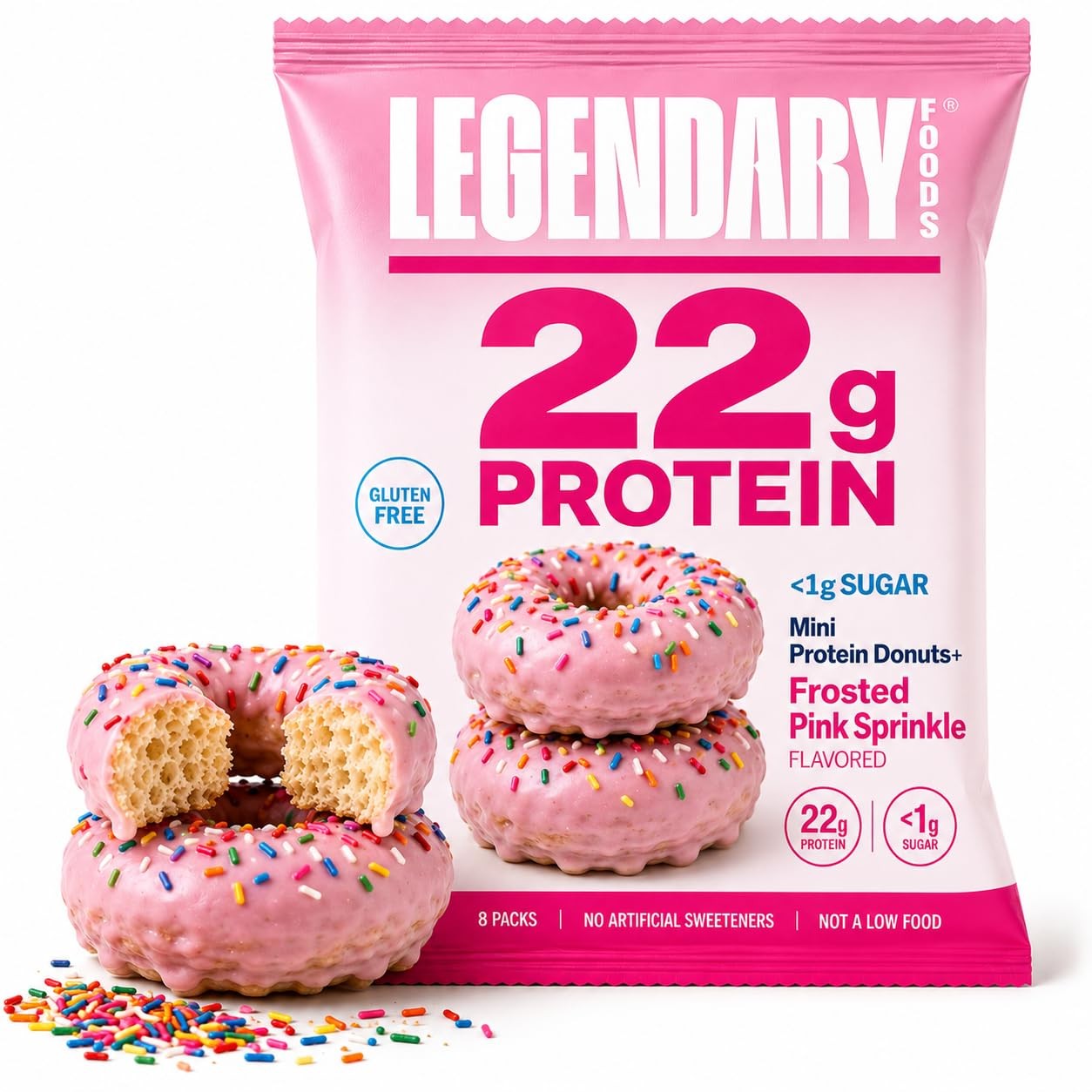 Legendary Protein Donuts PINK SPRINKLE  2.2 oz 12 ct