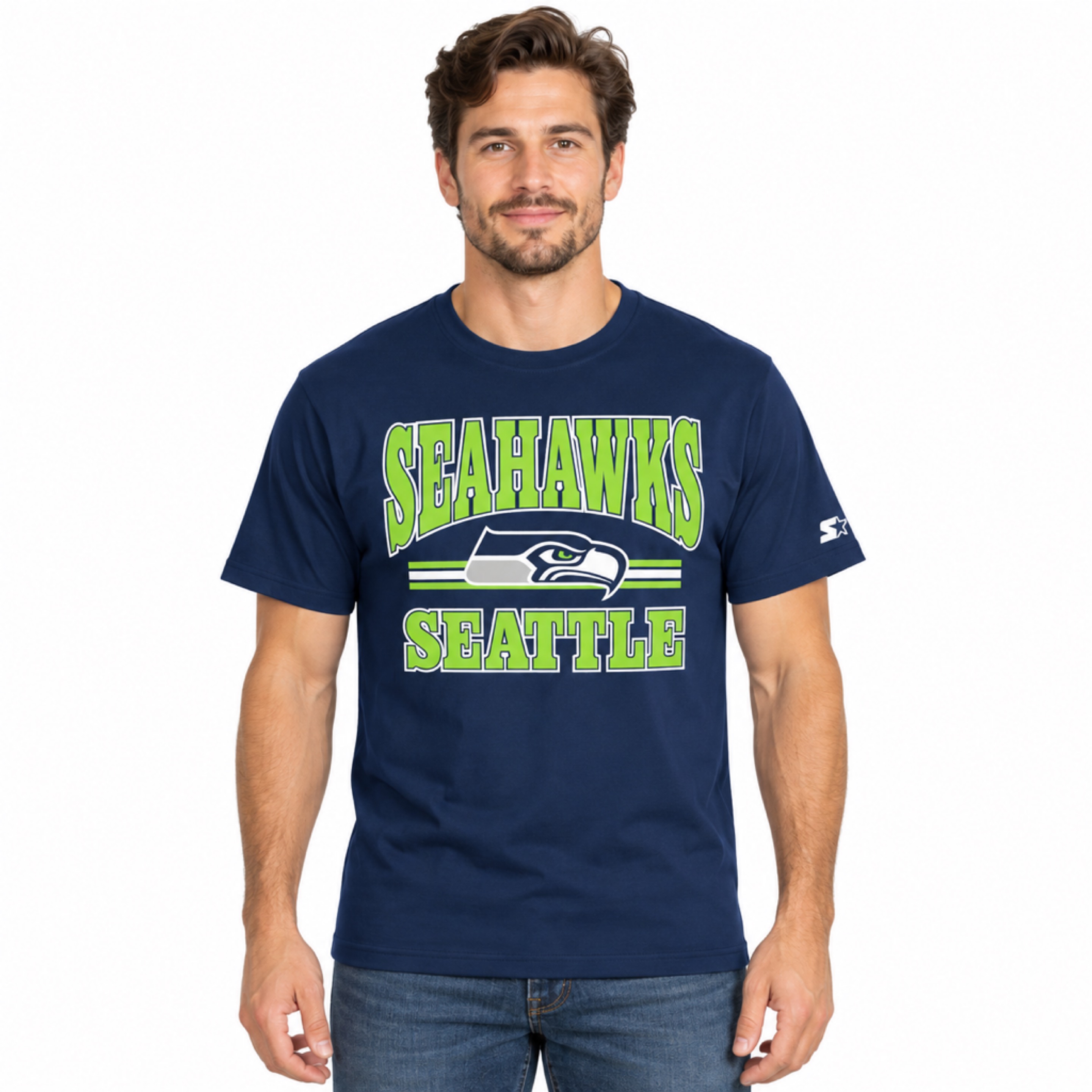 Seattle Seahawks Navy Blue Starter Endzone Shirt — view 1