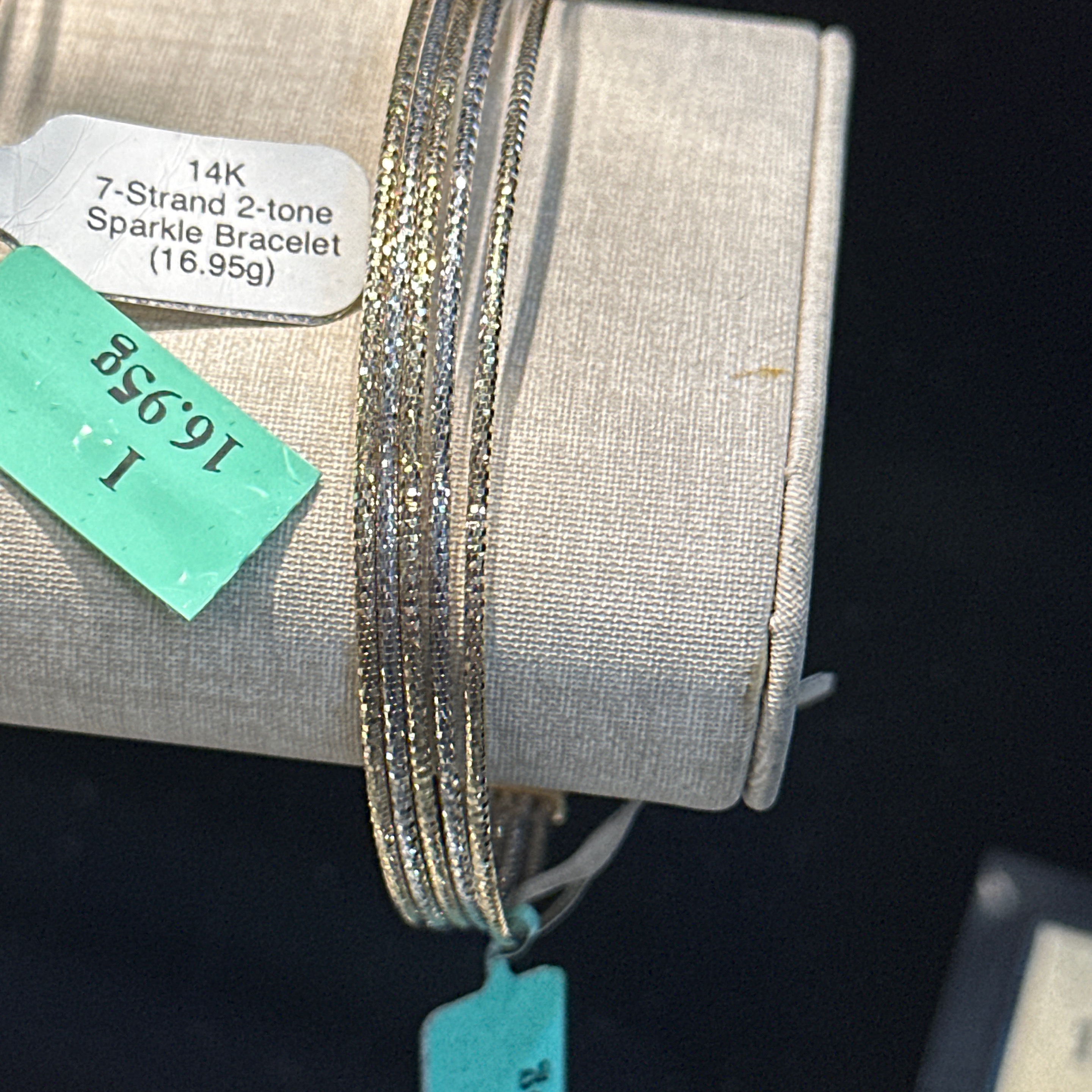 14K 5 Strand 2-tone Gold (12.14g) Sparkle Bracelet