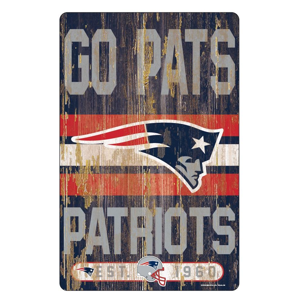 New England Patriots Wood Slogan Sign 11x17"