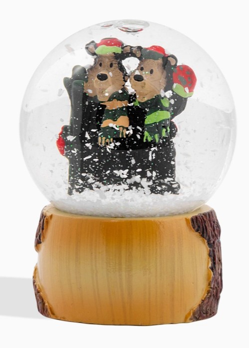 Ski Bear Couple Snow Globe