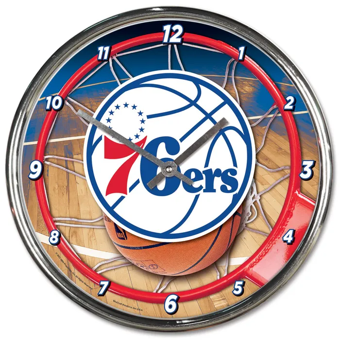 Philadelphia 76ers Chrome Round Wall Clock