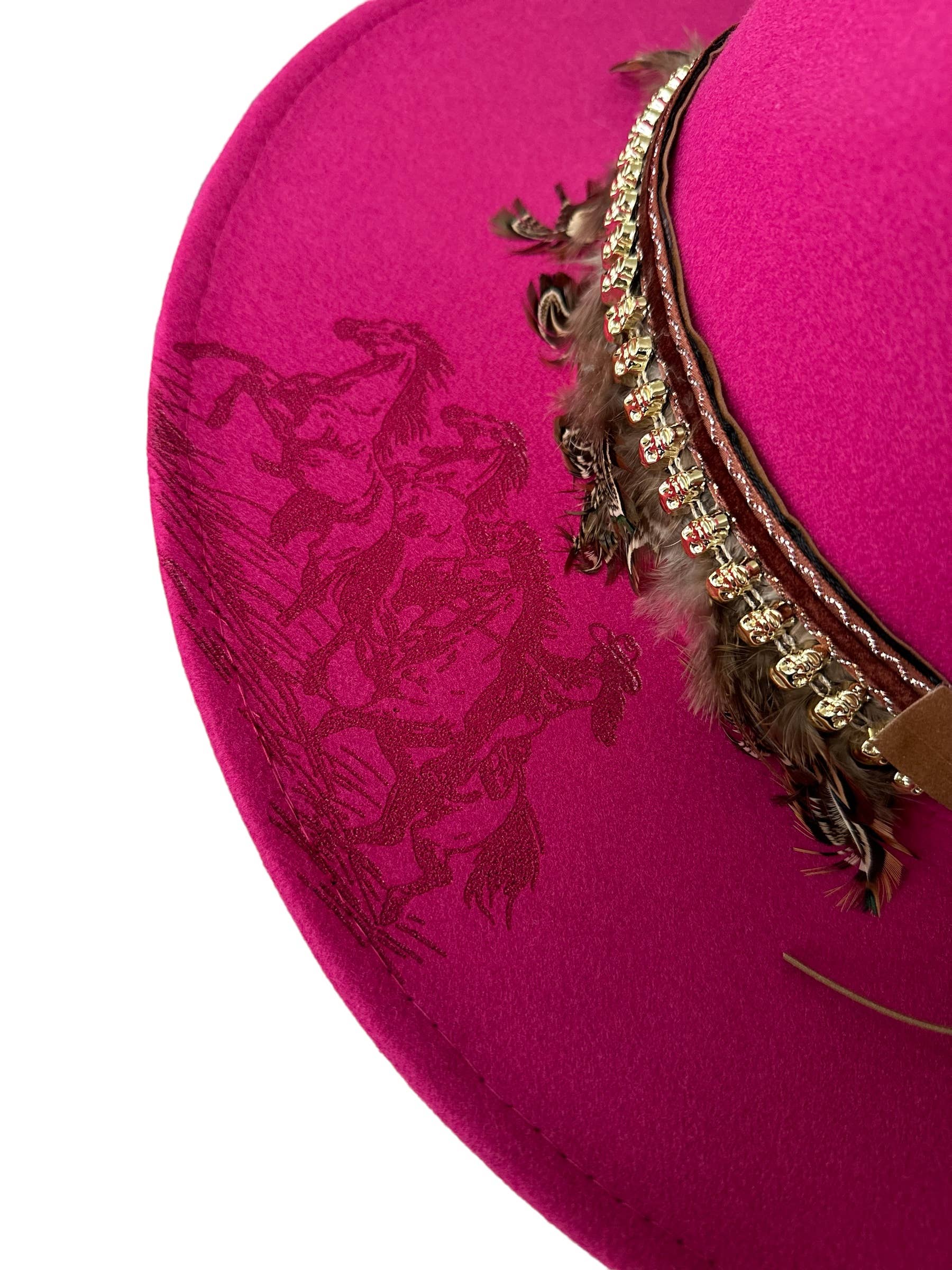 Wild Flowers Wild Horses Burned Hat Cowboy Western Hat